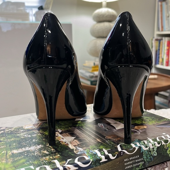 Stuart Weitzman | Black Patent Open Toe Pumps - Picture 5 of 7